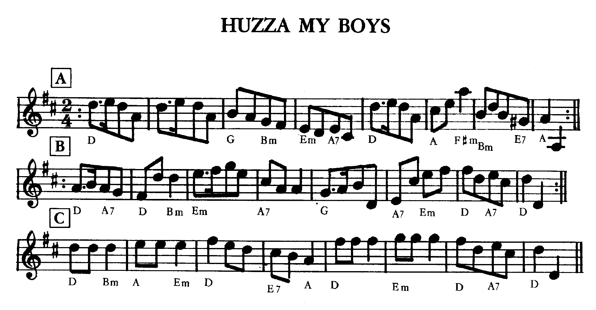 Huzza My Boys (music)